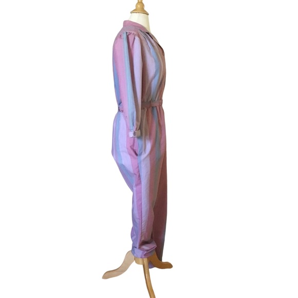 Vintage 70’s 80’s Oops California Pastel Striped Lightweight Jumpsuit - Picture 2 of 12